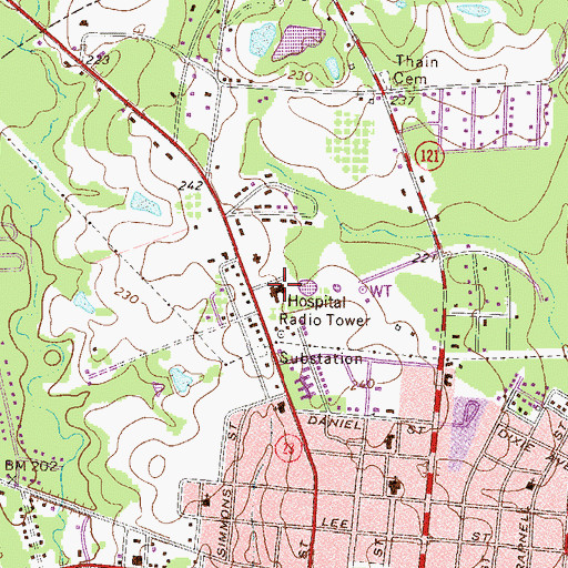 Topographic Map of Candler County Hospital, GA
