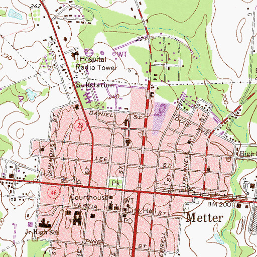 Topographic Map of Candler County Jail, GA