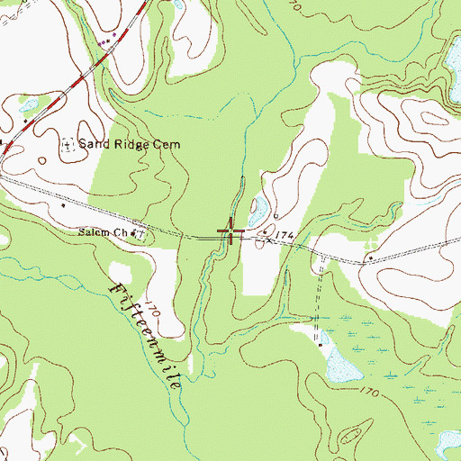 Topographic Map of Cassidy Bridge, GA