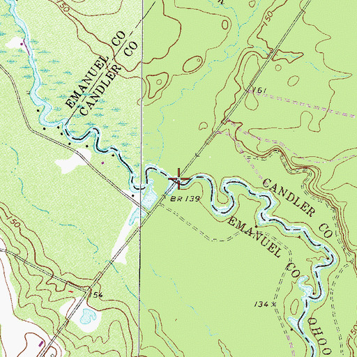 Topographic Map of Griffins Ferry Bridge, GA