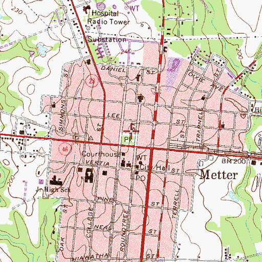 Topographic Map of Kennedy Memorial Hospital (historical), GA