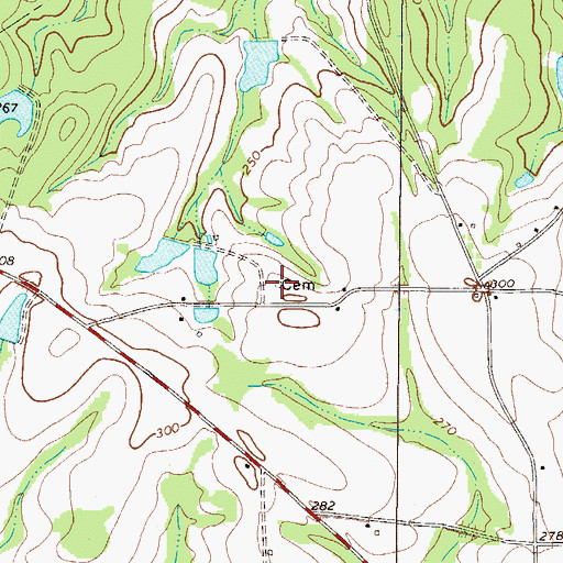 Topographic Map of Lanier Cemetery, GA