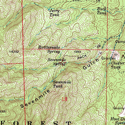 Topographic Map of Sevenmile Spring, AZ