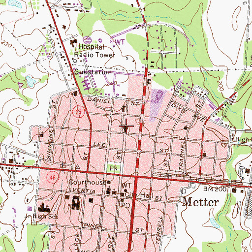 Topographic Map of Metter Methodist Church, GA