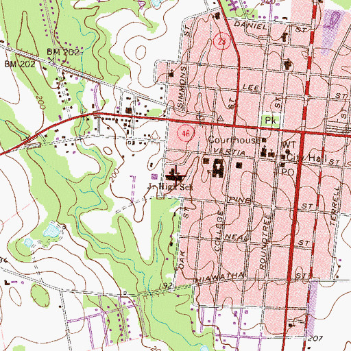 Topographic Map of Metter Primary School, GA