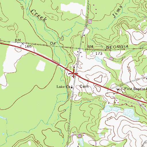 Topographic Map of Stripling Cemetery, GA