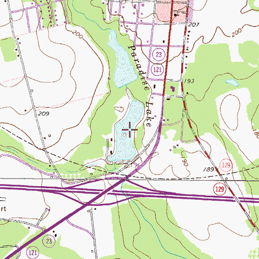 Topographic Map of Thain Pond, GA
