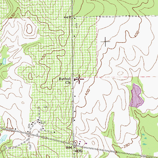 Topographic Map of Bethel Cemetery, GA