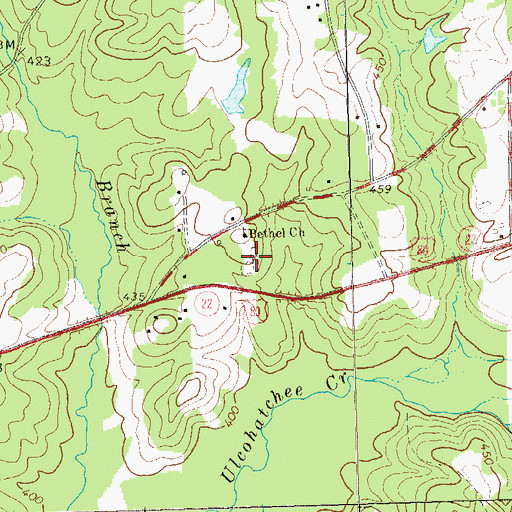 Topographic Map of Bethel Cemetery, GA