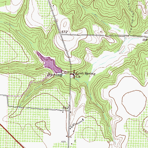 Topographic Map of Cool Spring Cemetery, GA