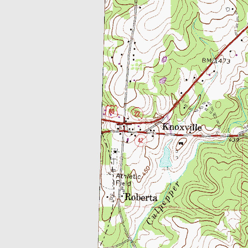 Topographic Map of Crawford County Courthouse, GA