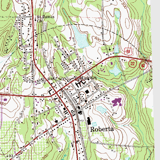 Topographic Map of Crawford County Middle School, GA