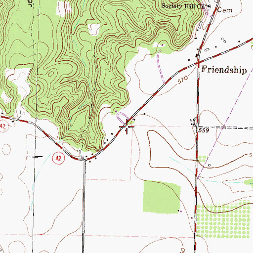 Topographic Map of Friendship Community Center, GA