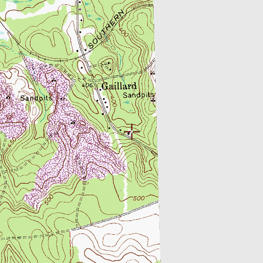 Topographic Map of Gaillard Cemetery, GA