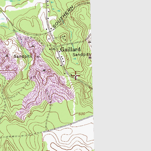 Topographic Map of Gaillard Church, GA