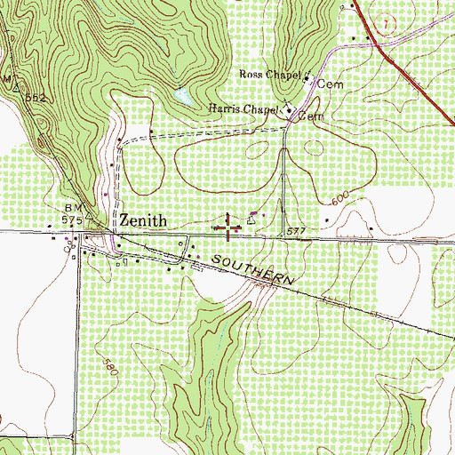 Topographic Map of Hebron Church, GA