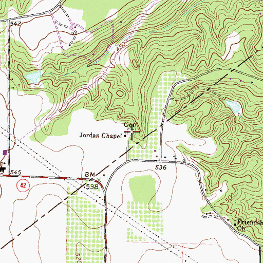 Topographic Map of Jordan Chapel Cemetery, GA