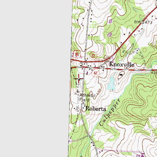 Topographic Map of Knoxville Methodist Church, GA