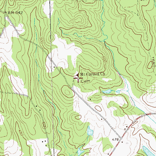 Topographic Map of Mount Carmel Cemetery, GA