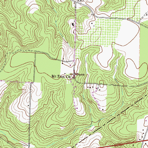 Topographic Map of Mount Zion Cemetery, GA