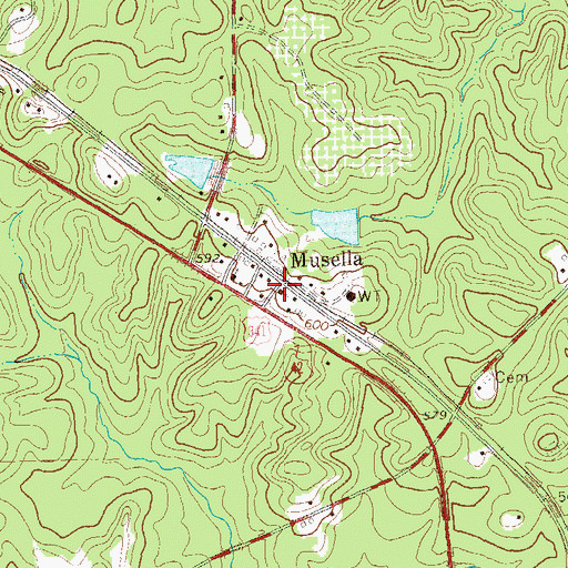 Topographic Map of Musella Baptist Church, GA