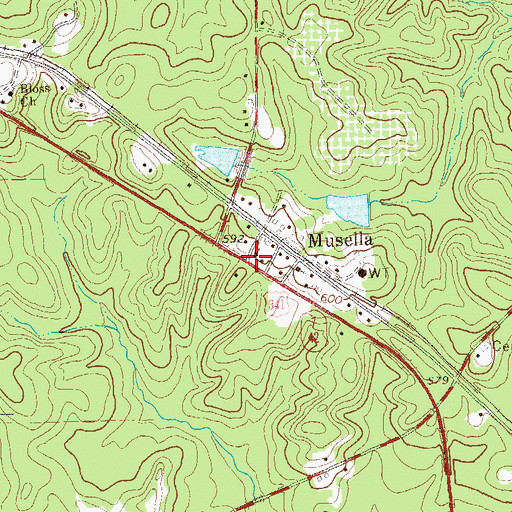 Topographic Map of Musella Methodist Church, GA