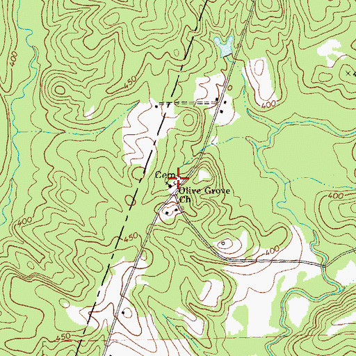 Topographic Map of Olive Grove Cemetery, GA