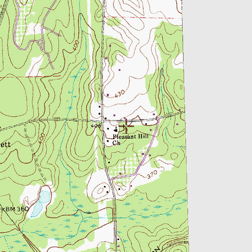 Topographic Map of Pleasant Hill Cemetery, GA