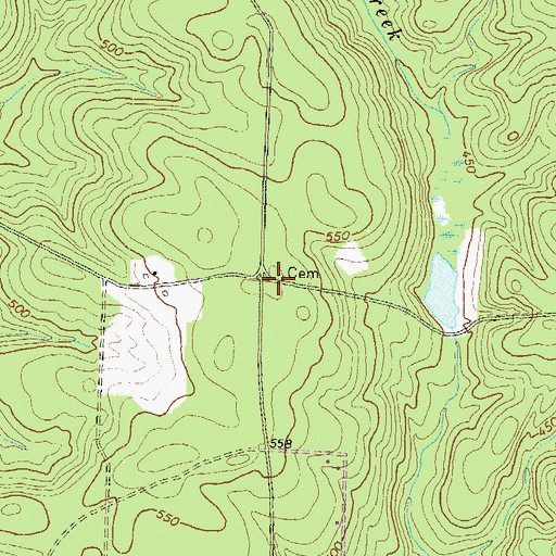 Topographic Map of Powell Cemetery, GA