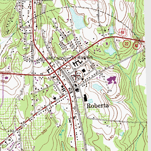 Topographic Map of Roberta Baptist Church, GA
