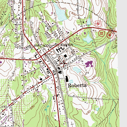Topographic Map of Roberta City Hall, GA