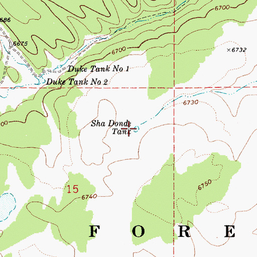 Topographic Map of Sha Donde Tank, AZ