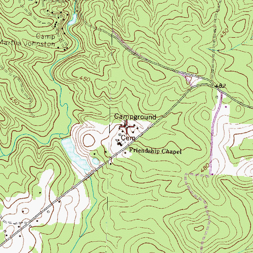 Topographic Map of Southeastern Holiness Camp, GA