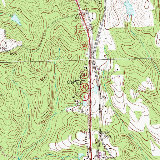 Topographic Map of Spillers Cemetery, GA