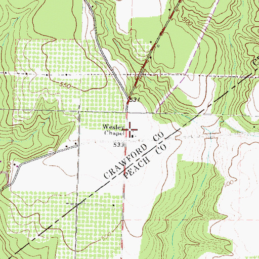 Topographic Map of Wesley Chapel Cemetery, GA