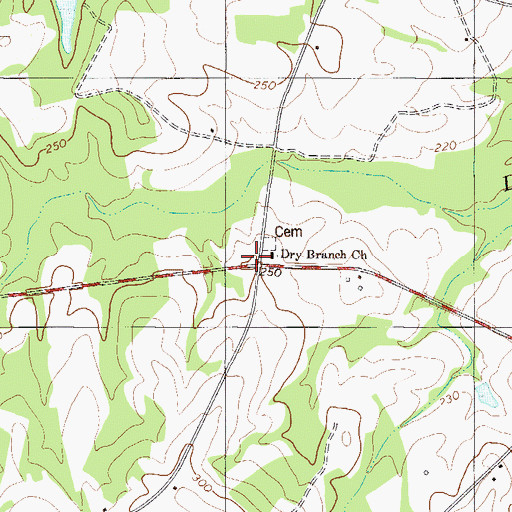 Topographic Map of Dry Branch School (historical), GA