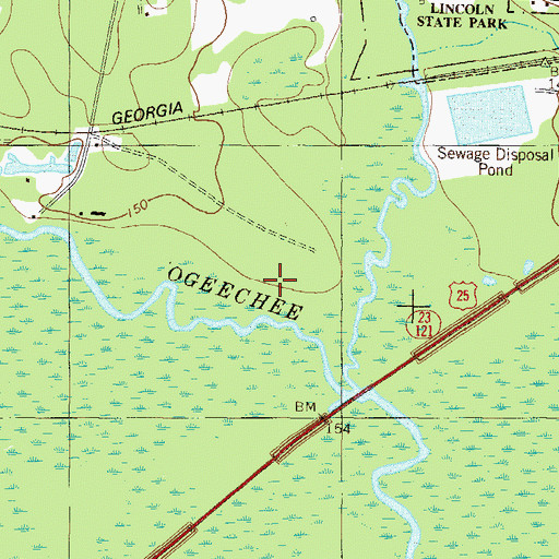 Topographic Map of Jenkins County, GA