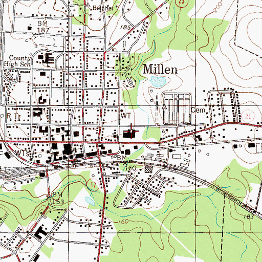 Topographic Map of Jenkins County Hospital, GA