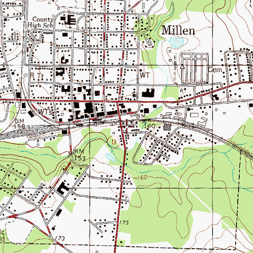 Topographic Map of Jenkins County Jail, GA