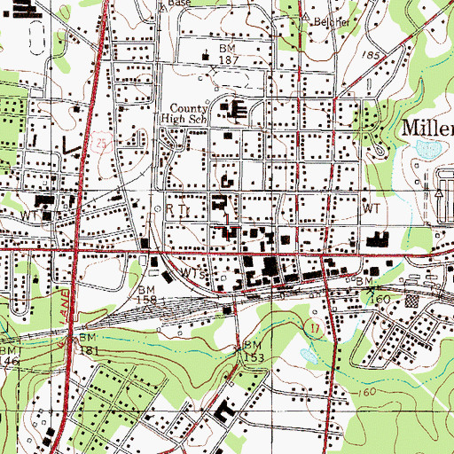 Topographic Map of Millen Baptist Church, GA
