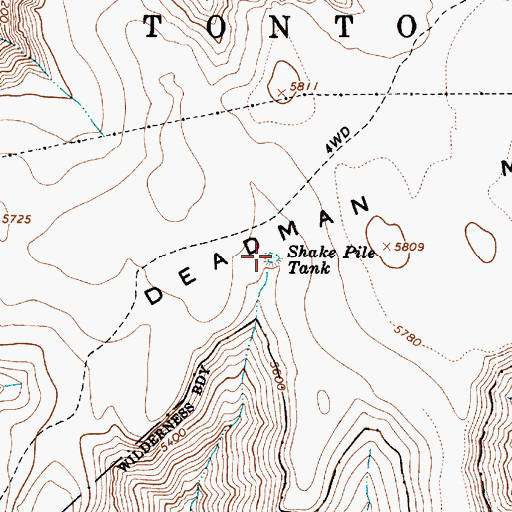 Topographic Map of Shake Pile Tank, AZ