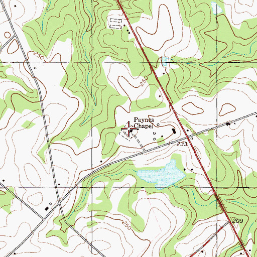 Topographic Map of Paynes Chapel Cemetery, GA