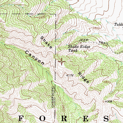 Topographic Map of Shake Ridge, AZ