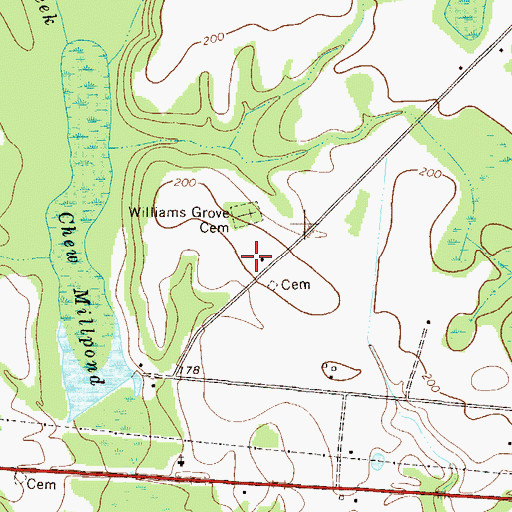Topographic Map of Williams Grove Church (historical), GA