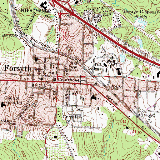 Topographic Map of Banks-Stephens Elementary School, GA