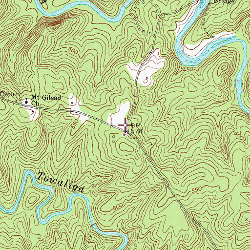 Topographic Map of Bloodworth School (historical), GA