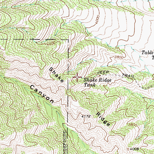 Topographic Map of Shake Ridge Tank, AZ