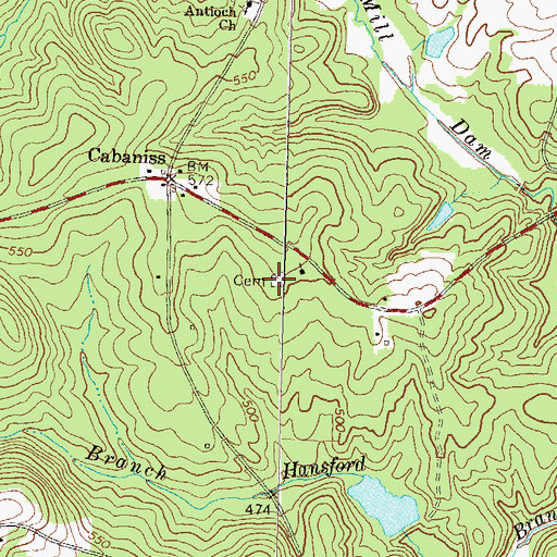 Topographic Map of Cabaniss Cemetery, GA