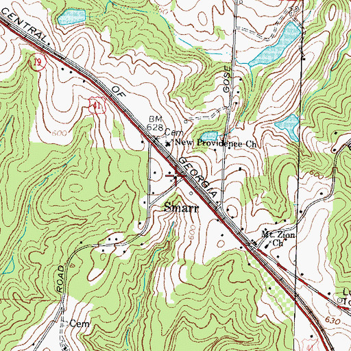 Topographic Map of Church of Christ, GA