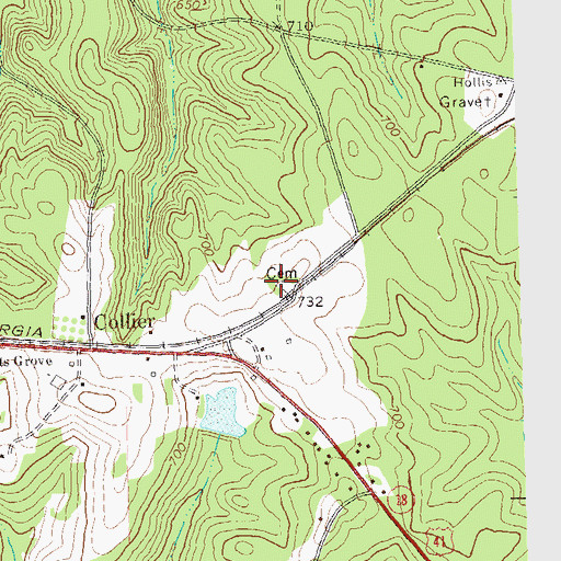 Topographic Map of Collier Cemetery, GA